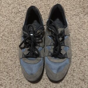 Lake Men's Sz 8.5 9 Leather Mountain Bike Cycling Shoes Blue Tan Clip On